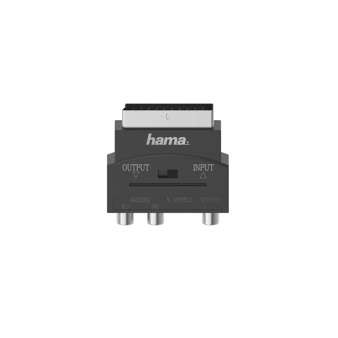 Hama S-VHS – 3 x RCA + SCART (21-pin) -adapteri, Musta