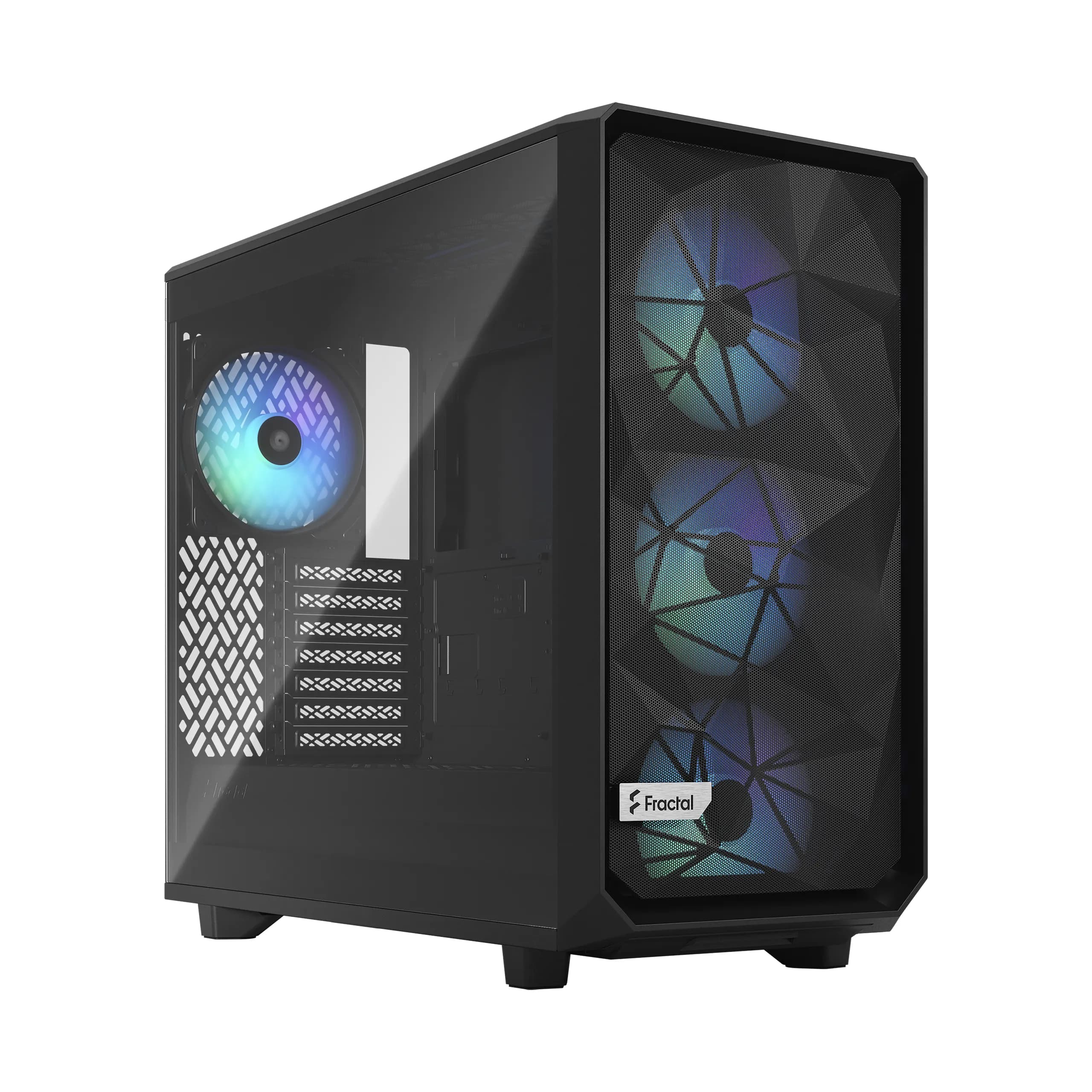 Fractal Design Meshify 2 Lite RGB -miditornikotelo RGB-valaistuksella ja ikkunalla, musta