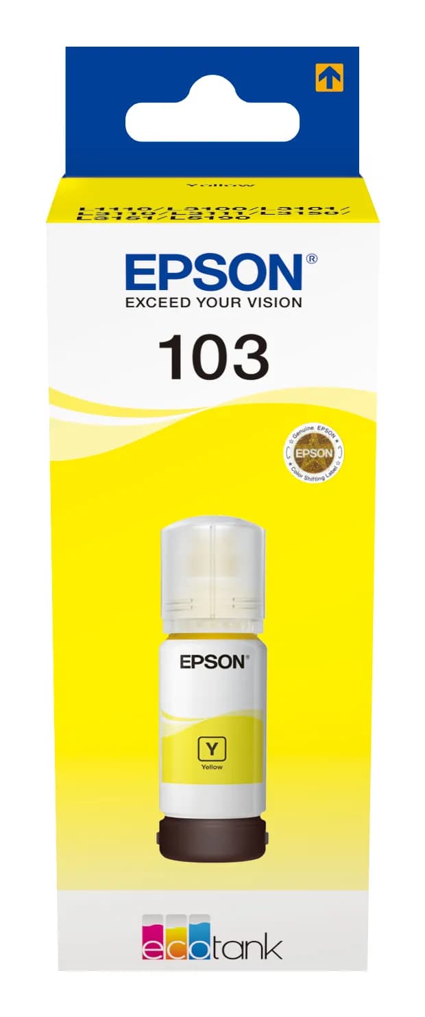 Epson 103 EcoTank -mustepullo, 65 ml, keltainen