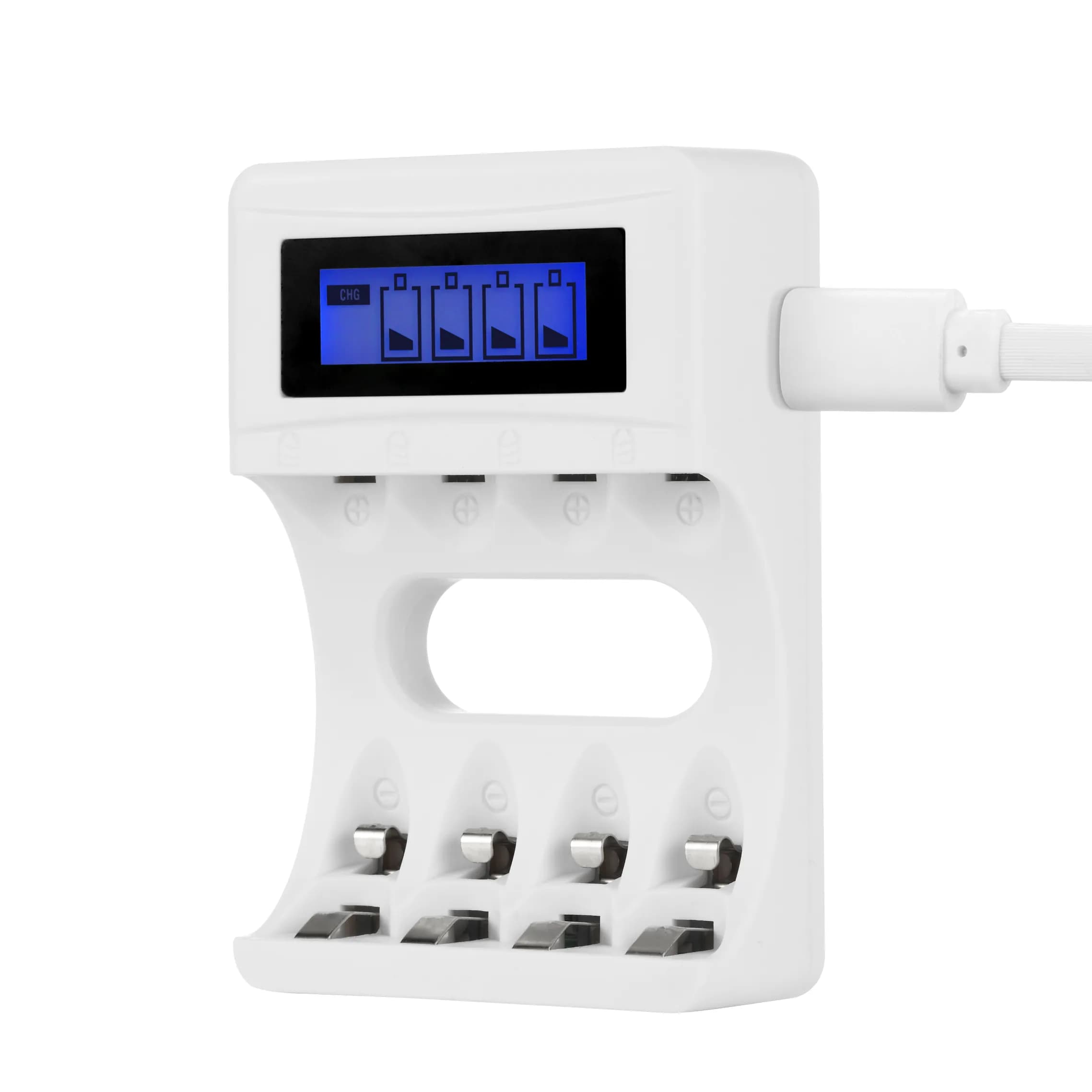 DELTACO Ultimate Ni-Mh USB charger for AA/AAA batteries, display