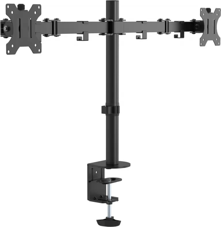 VISION VFM-DPD2B -pöytäteline kahdelle näytölle 13-27"", täysin liikuteltava, 8 kg, VESA 75/100, musta
