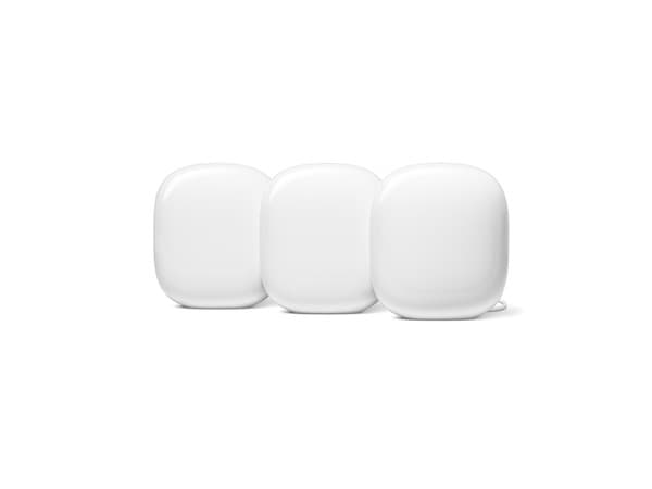 Google Nest WiFi Pro -mesh WiFi -järjestelmä, Wi-Fi 6E, Tri-band, 3 kpl, valkoinen