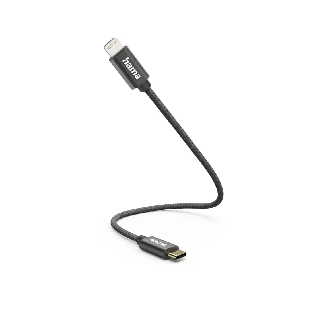 Hama USB-C – Lightning -kaapeli, 0,2 m, musta