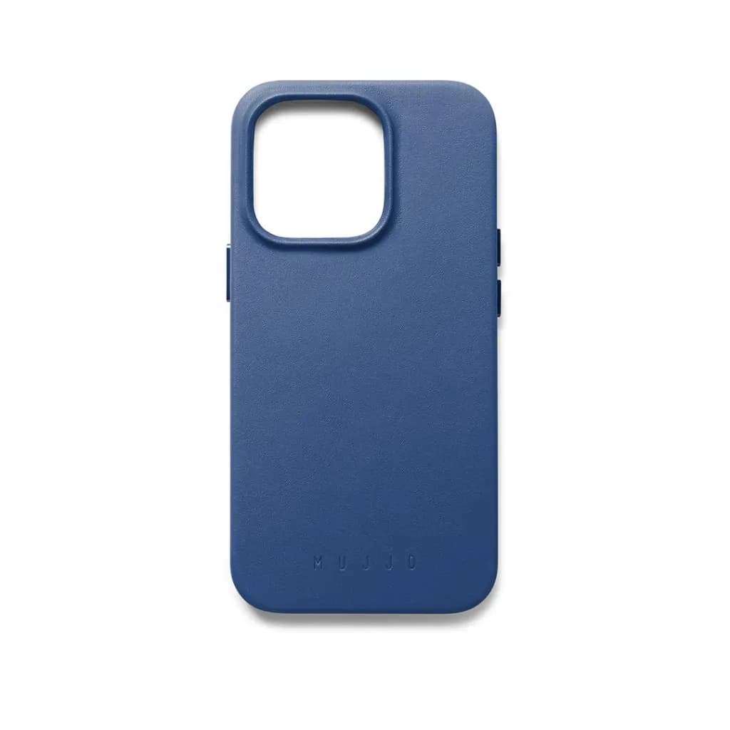 Mujjo Full Leather Case, iPhone 14 Pro, MagSafe -suojakuori, Sininen
