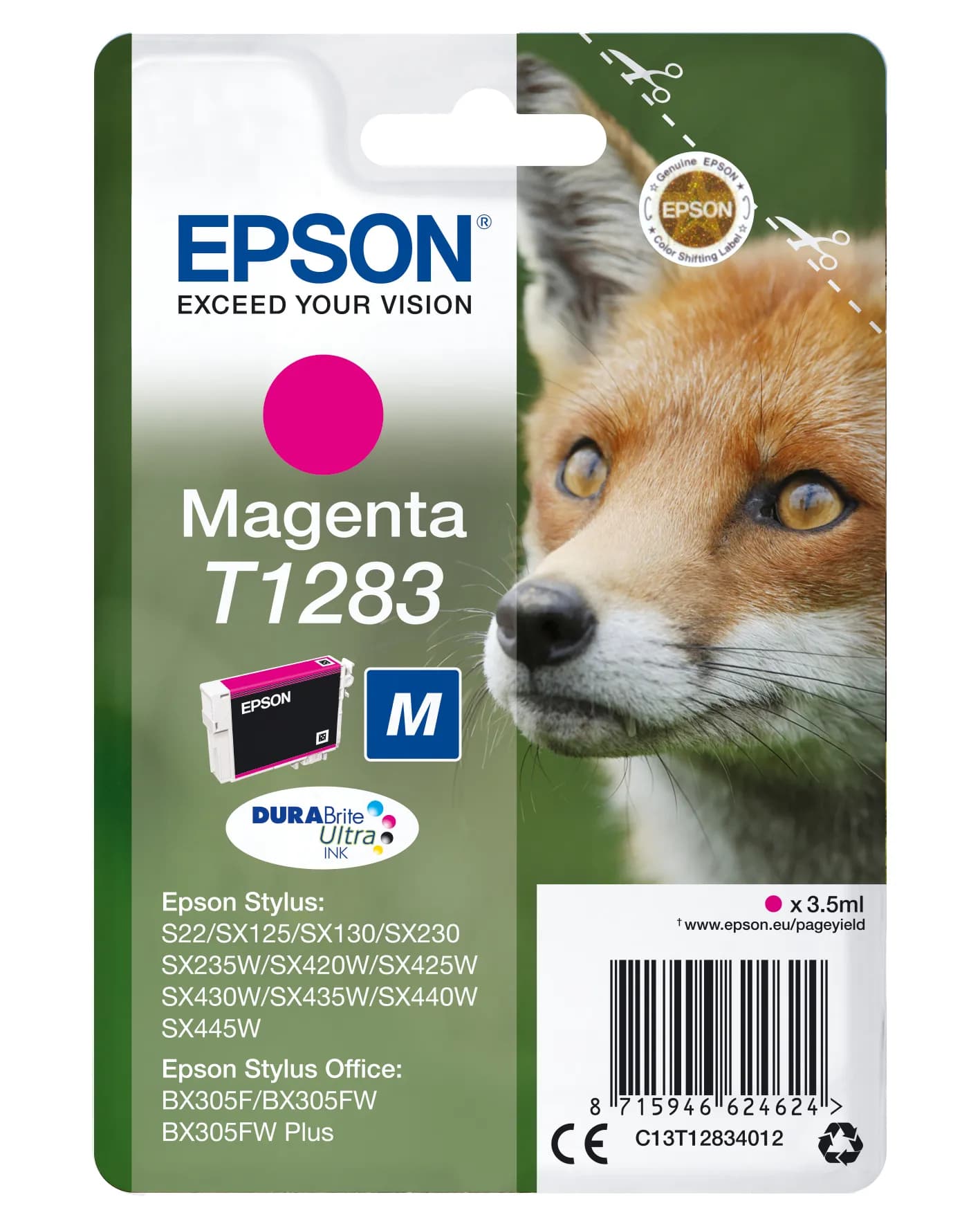 Epson T1283 M -mustekasetti, 3.5 ml, magenta
