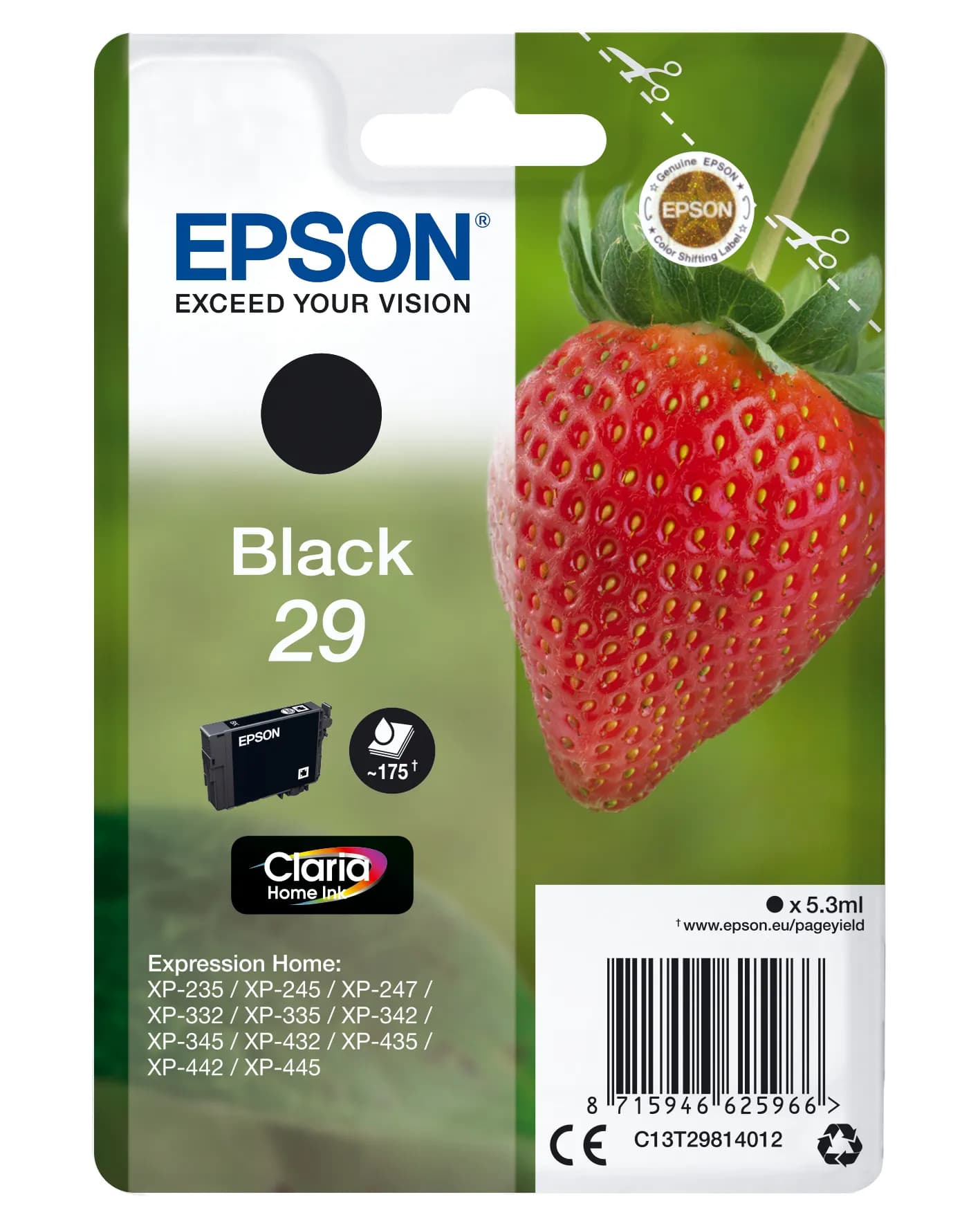 Epson 29 -mustekasetti, 5.3 ml, musta