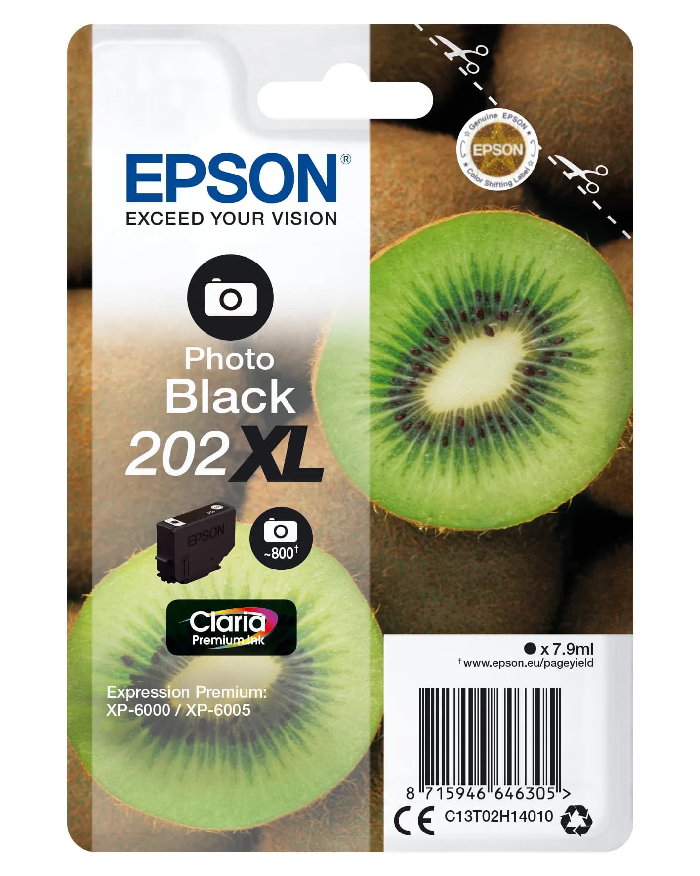 Epson 202XL Kiwi -mustekasetti, 7.9 ml, valokuvamusta