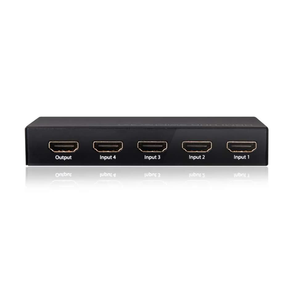 Club 3D HDMI-kytkin, 4 tuloa - 1 lähtö, HDMI 2.0, kaukosäädin, Musta