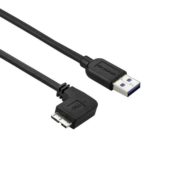 StarTech USB-A – Micro USB -kaapeli, USB 3.2 Gen 1, vasen kulma, 0,5 m, musta
