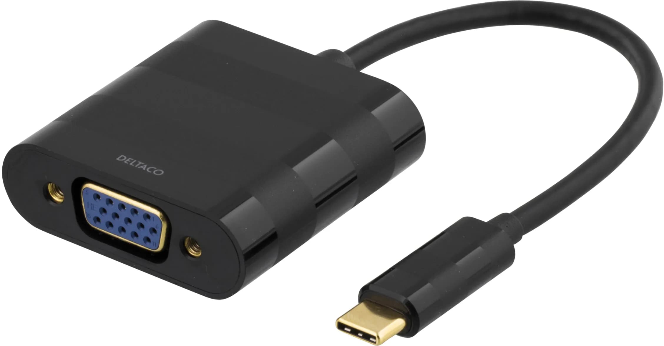Deltaco USB-C – VGA -adapteri, Musta