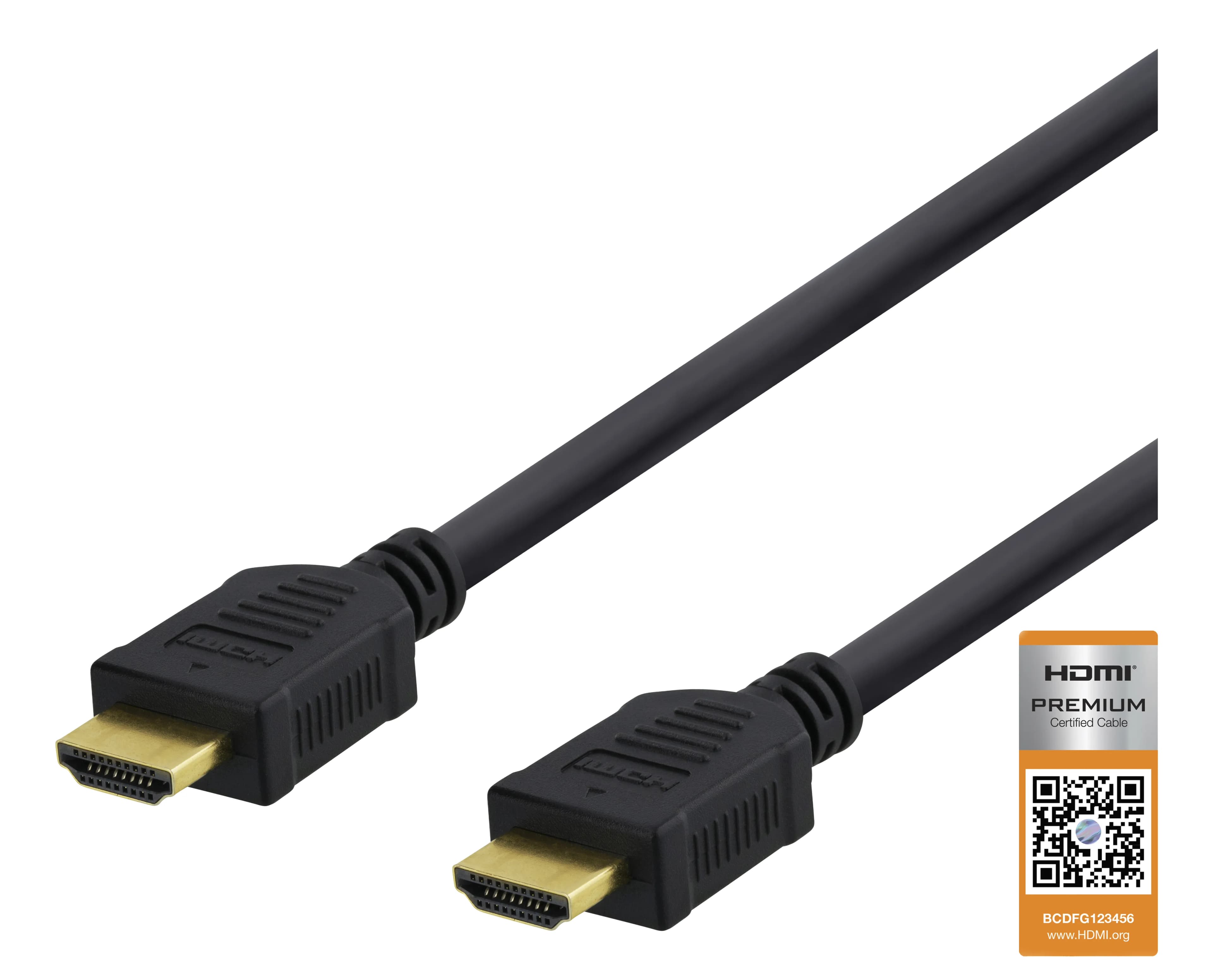 Deltaco Premium HDMI 2.0 -kaapeli jossa Ethernet, 0,5 m, musta