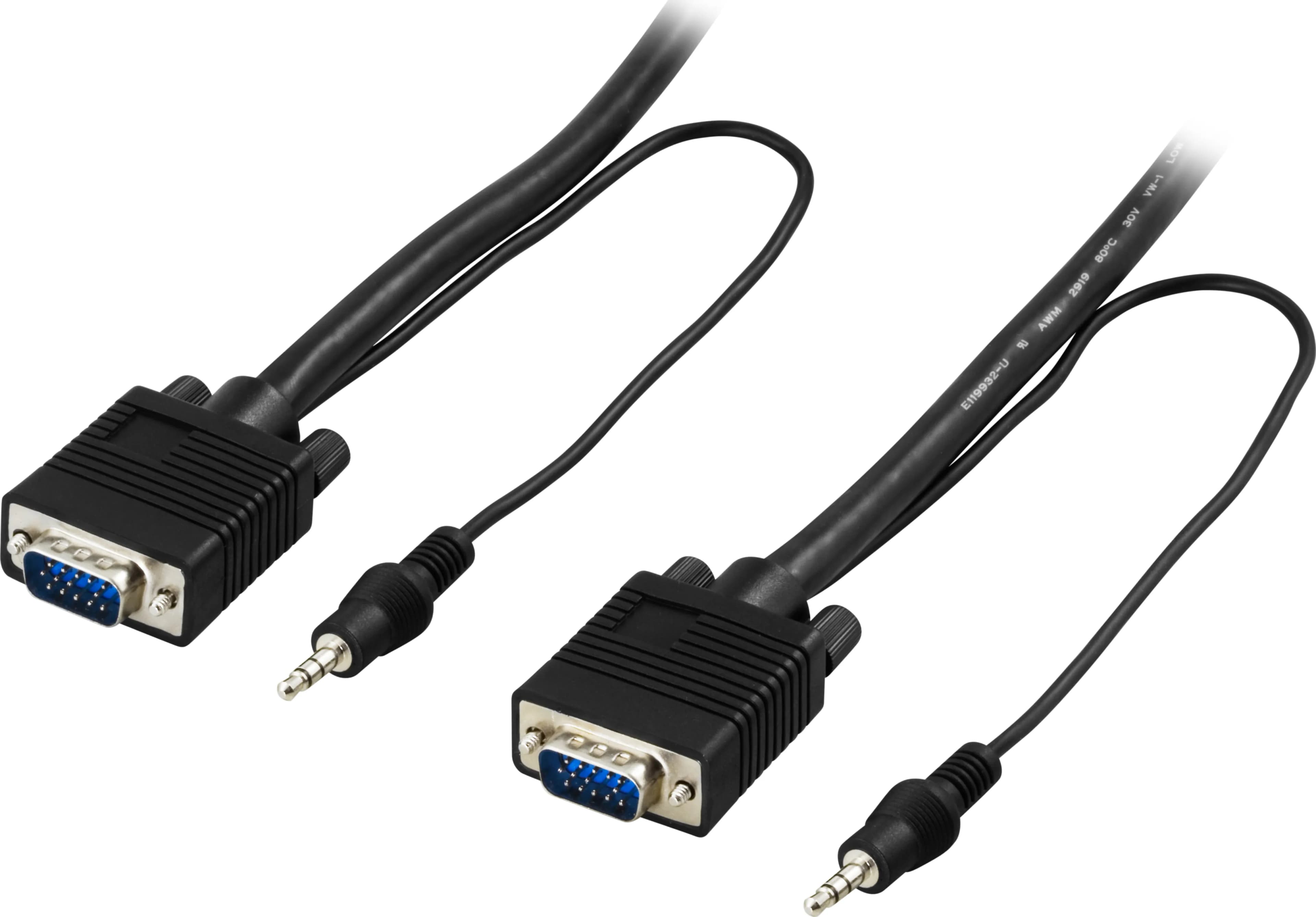 Deltaco RGB-7C VGA-kaapeli, jossa 3,5 mm ääni, 3 m, musta