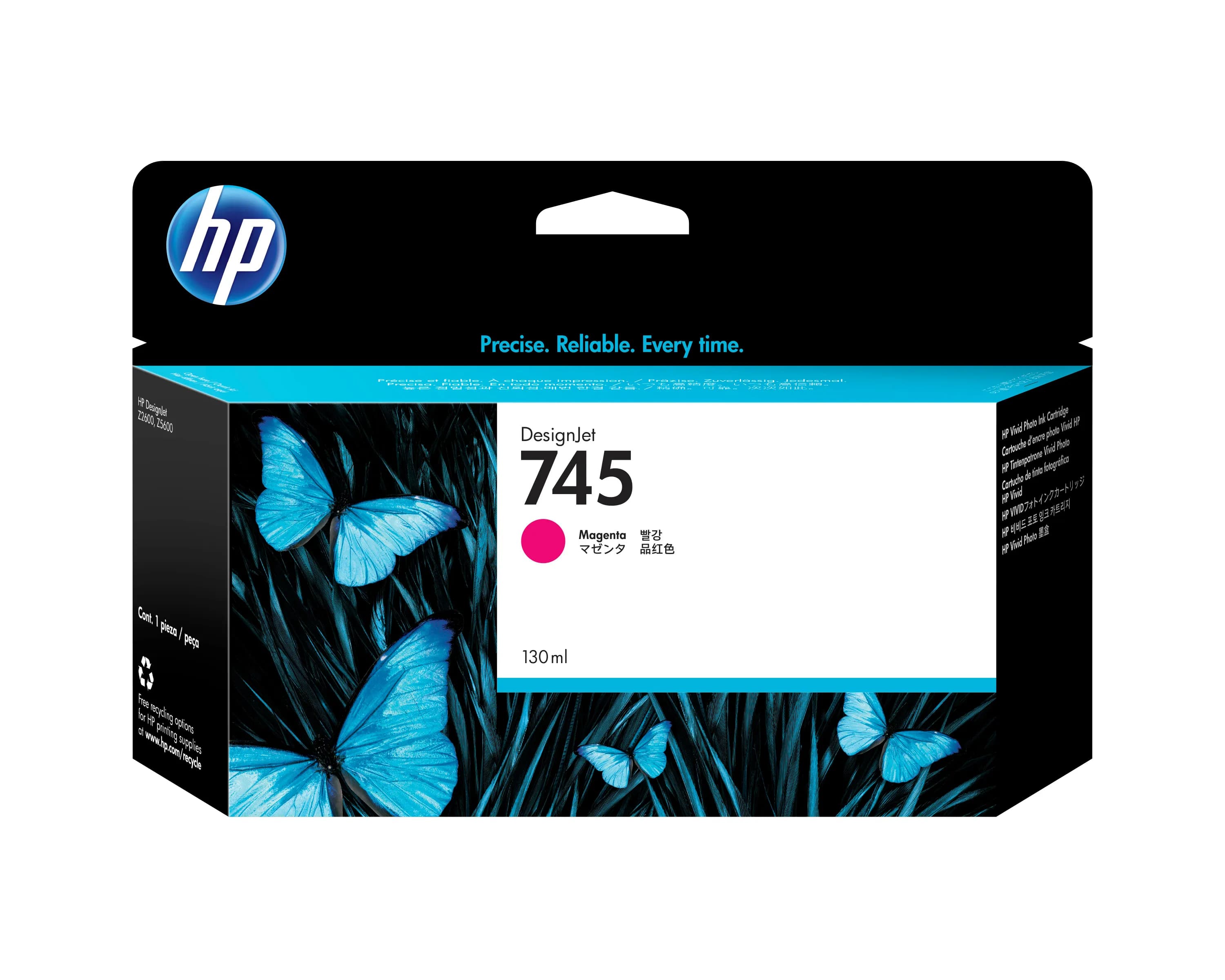 HP 745 -mustekasetti, 130 ml, magenta