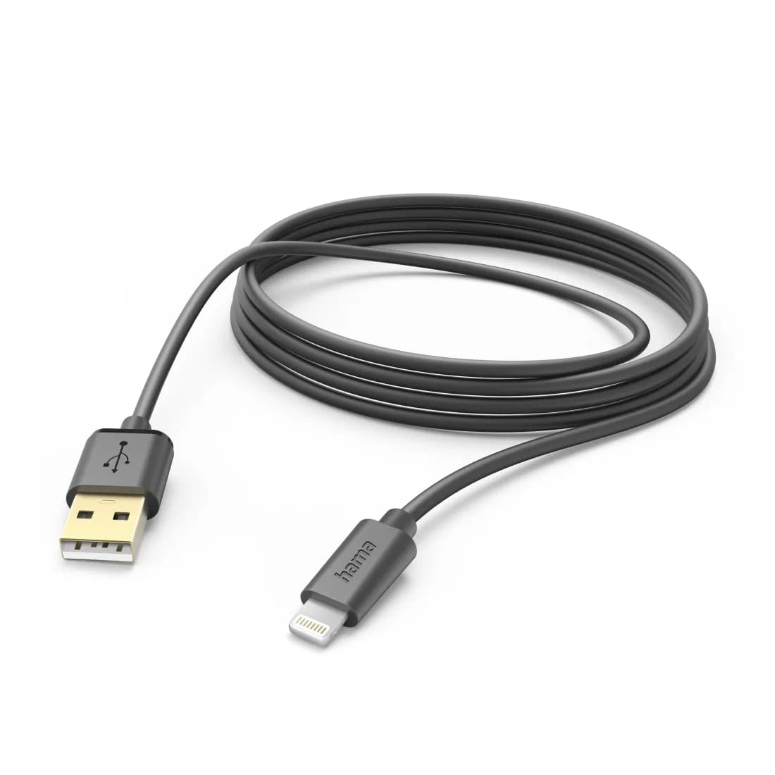 Hama USB-A – Lightning -kaapeli, 3 m, musta