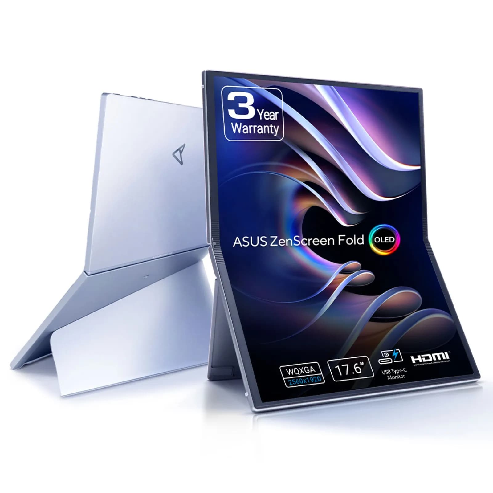 ASUS ZenScreen Fold OLED MQ17QH 17.3"" Quad HD, OLED -kannettava näyttö, USB-C hub, HDR