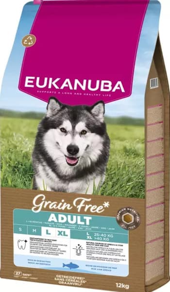 EUKANUBA Grain Free Adult Large & Extra Large Breed Ocean Fish, Koiran kuivaruoka, 12 kg
