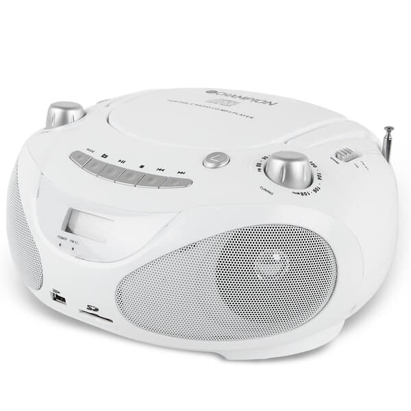 Champion Boombox CD/Radio/MP3/USB, valkoinen