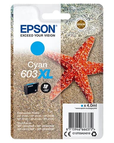 Epson 603 XL -mustekasetti, 4 ml, syaani