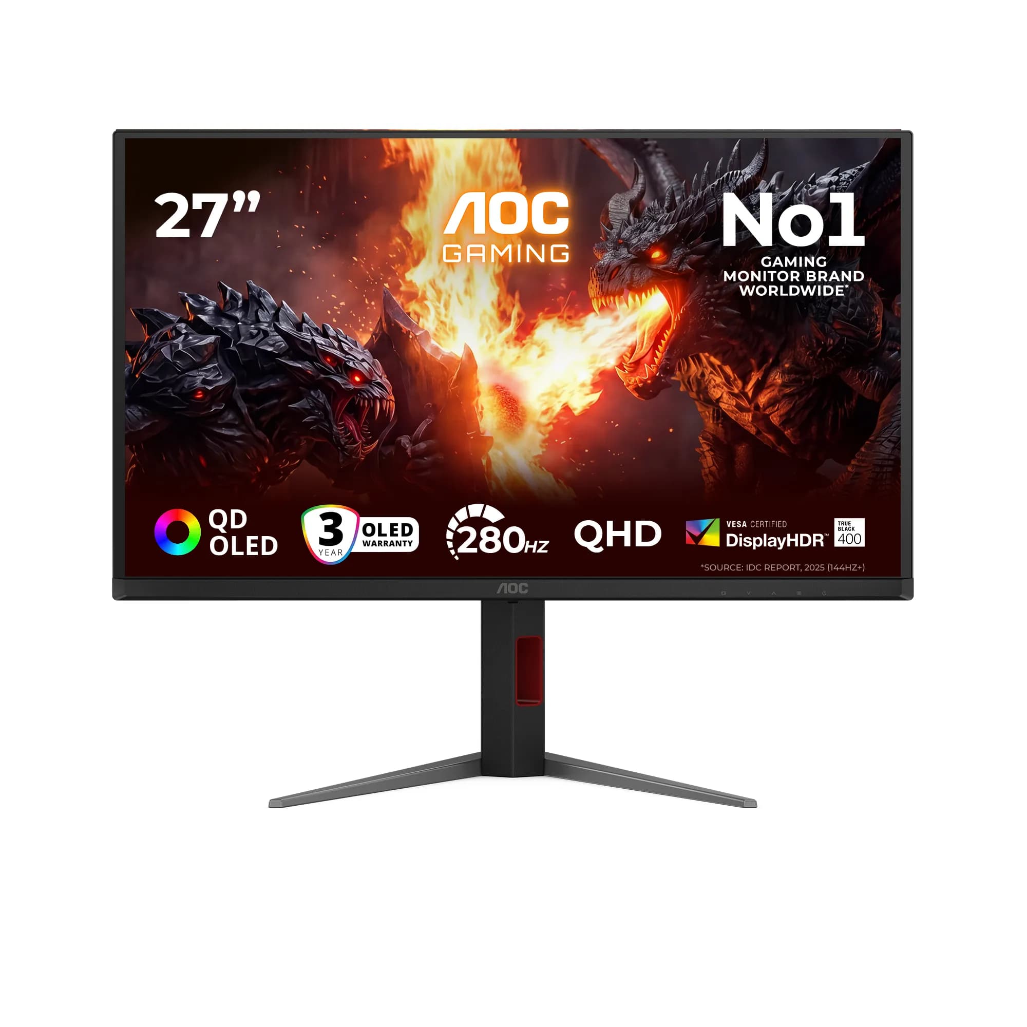 AOC Q27G4ZD 27"" QHD, QD-OLED, 280Hz -pelinäyttö, USB hub