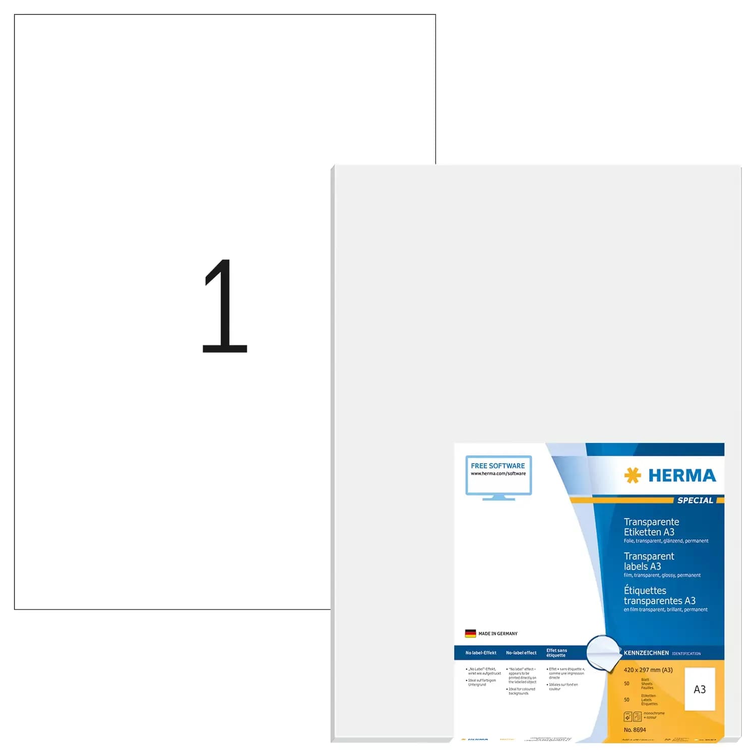 Herma label film 297x420 transp glossy (50)