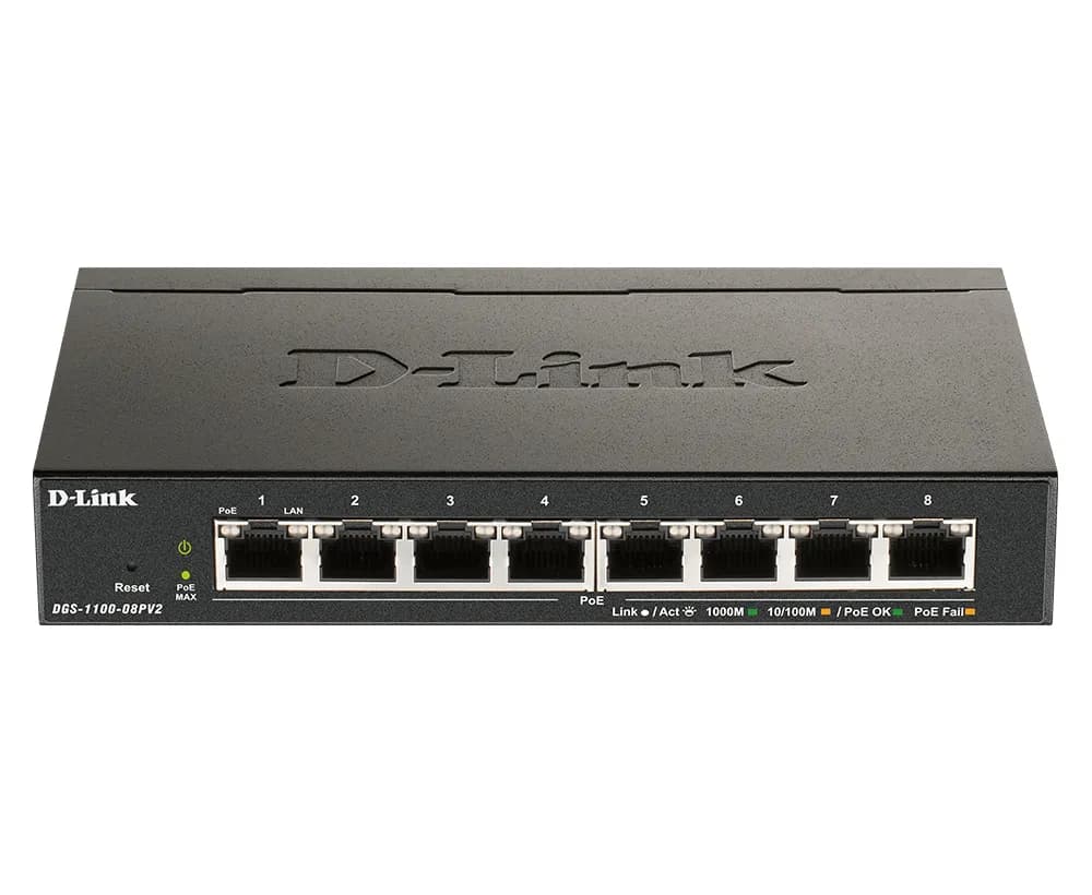D-Link 8-Port PoE Gigabit Smart Managed Switch, Fanless Design