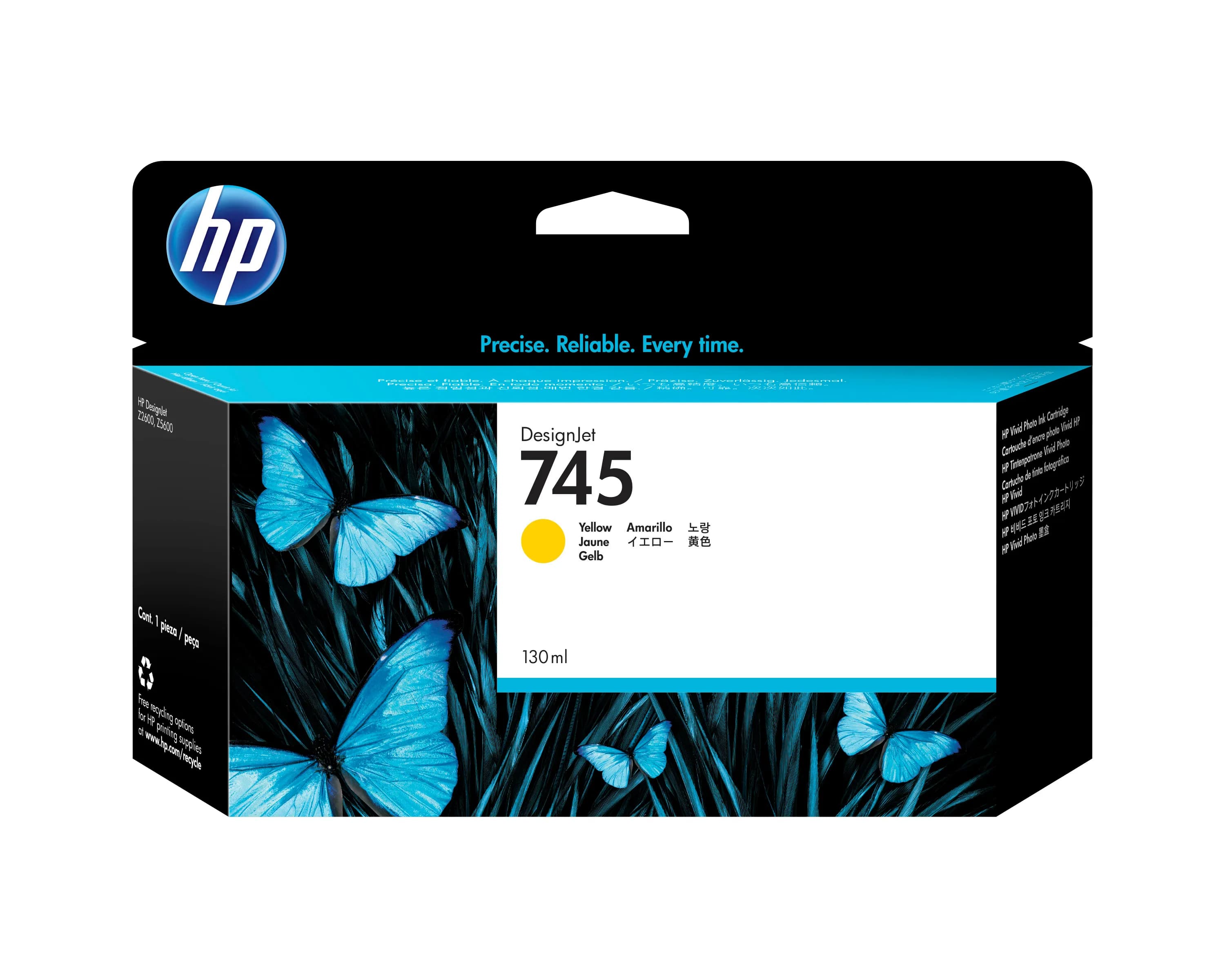 HP 745 -mustekasetti, 130 ml, keltainen