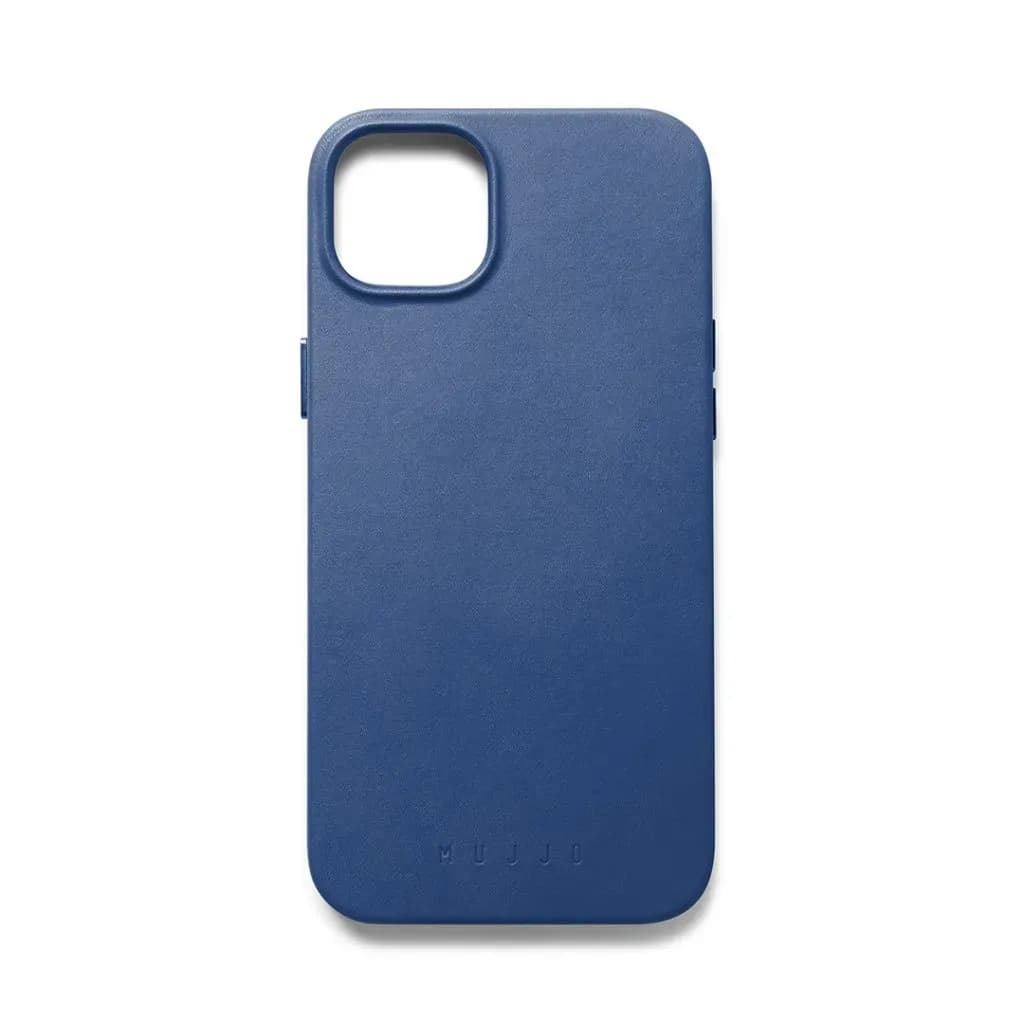 Mujjo Full Leather Case, iPhone 14 Plus, MagSafe -suojakuori, Sininen