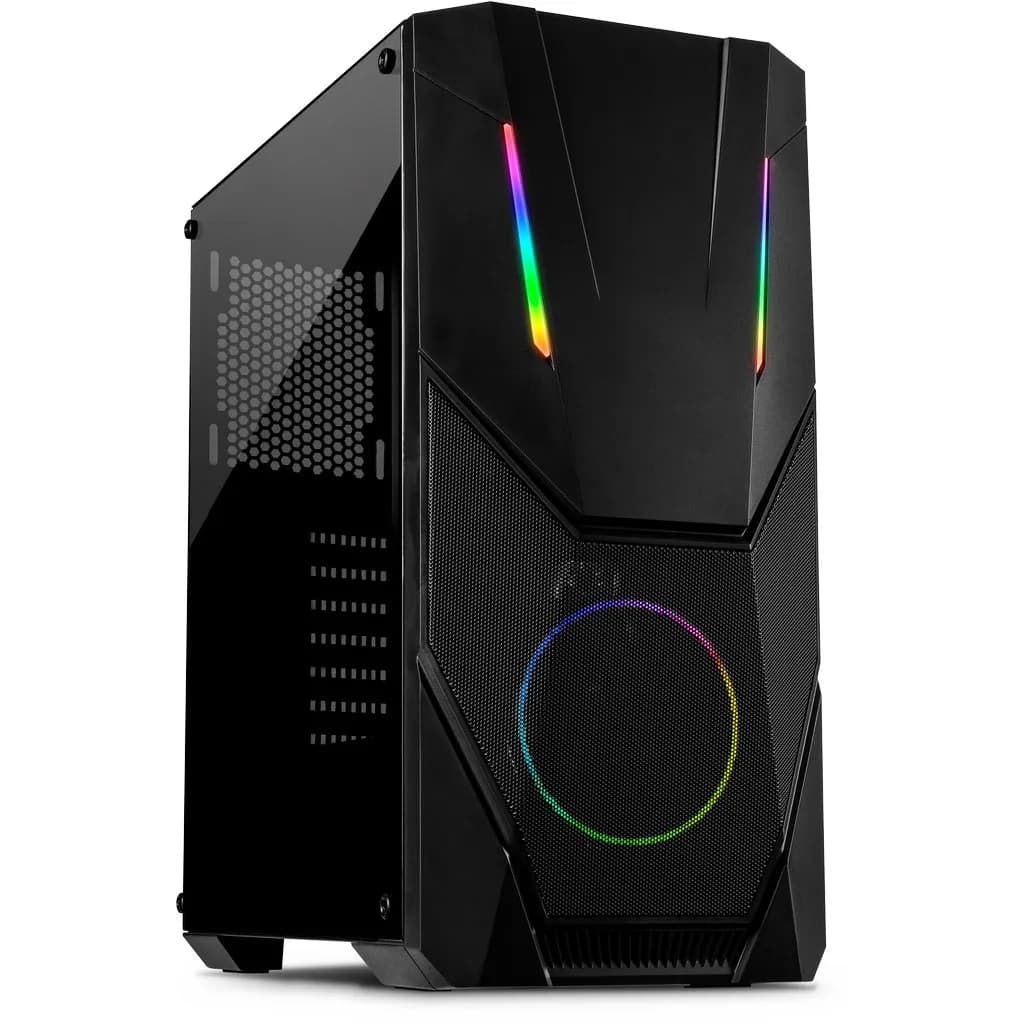 Inter-Tech IT-3303 HORNET -miditornikotelo RGB-valaistuksella, musta