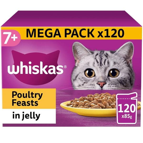 Whiskas Poultry Feast in Jelly, Kissan märkäruoka, Adult, 120 x 85 g