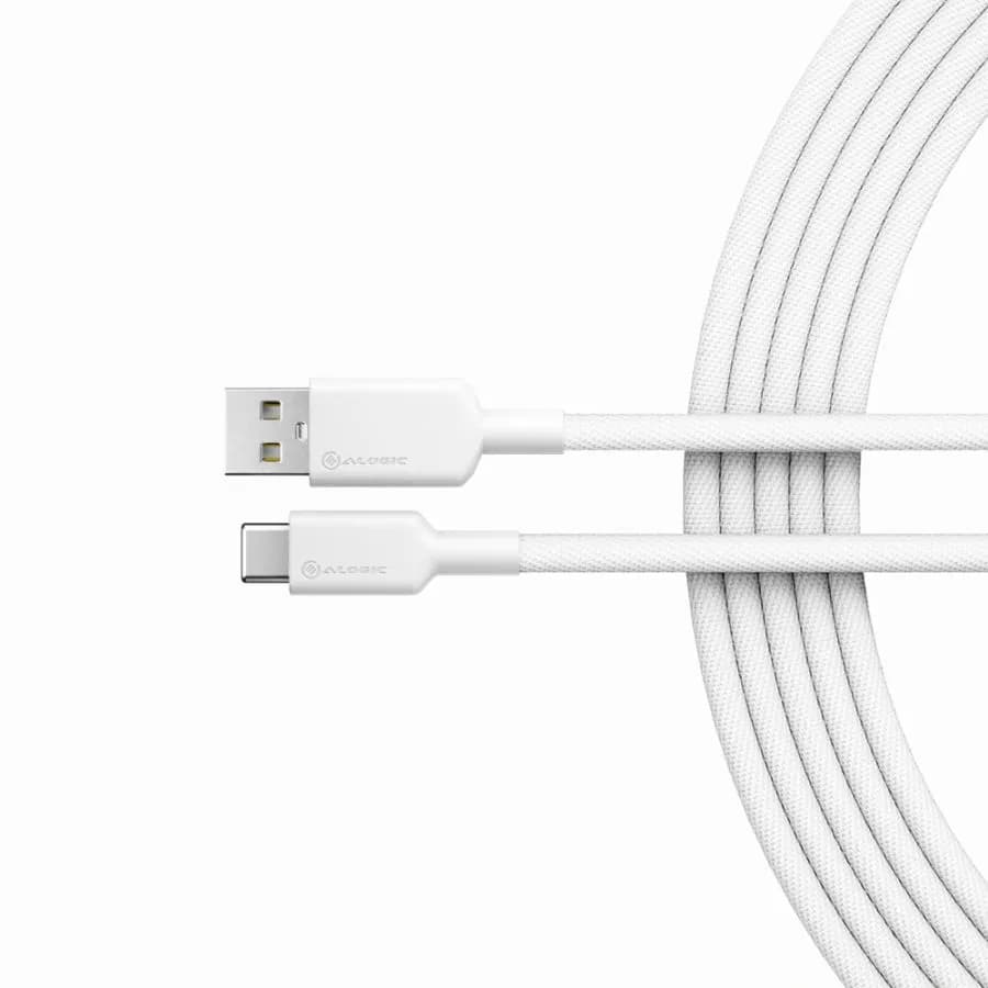 ALOGIC Elements Pro USB-A – USB-C -kaapeli, 1 m, valkoinen