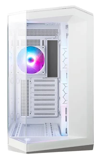 MSI MAG PANO 100R PZ -miditornikotelo ikkunalla, RGB-valaistuksella, valkoinen