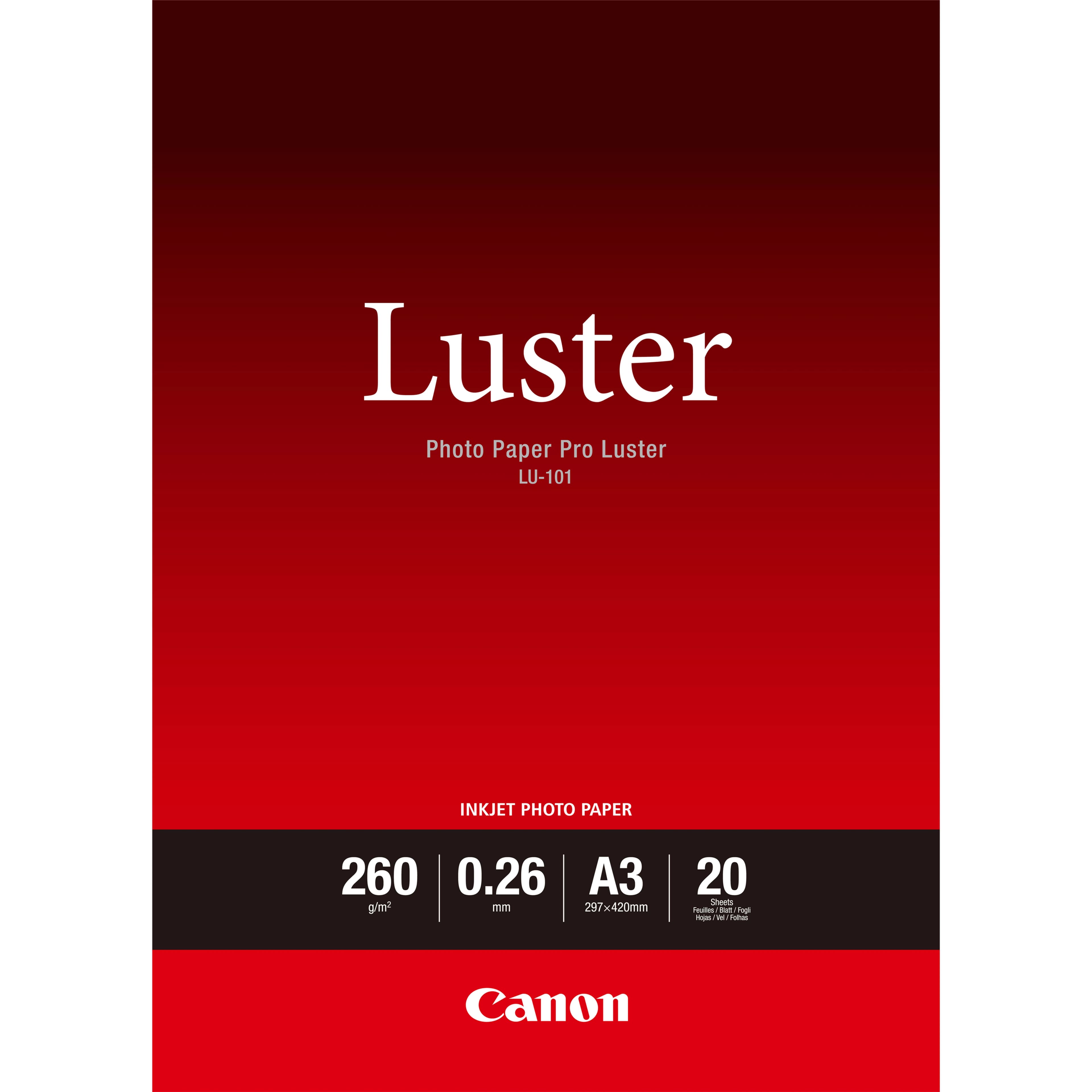 CANON LU-101 Photo Paper Pro Luster A3 20 sheets 260gsm 0.26mm