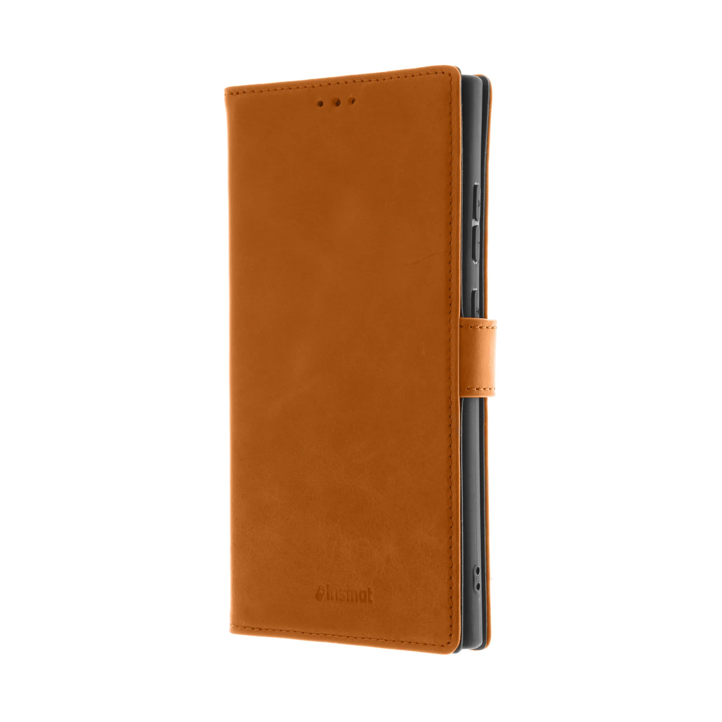 Insmat Premium Flip Case, Galaxy S24 Ultra -lompakkokotelo, Ruskea