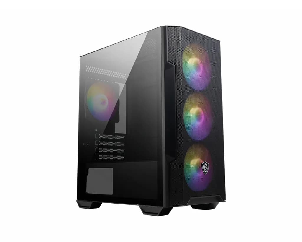 MSI MAG FORGE M100R -miditornikotelo ikkunalla ja RGB-valaistuksella, musta