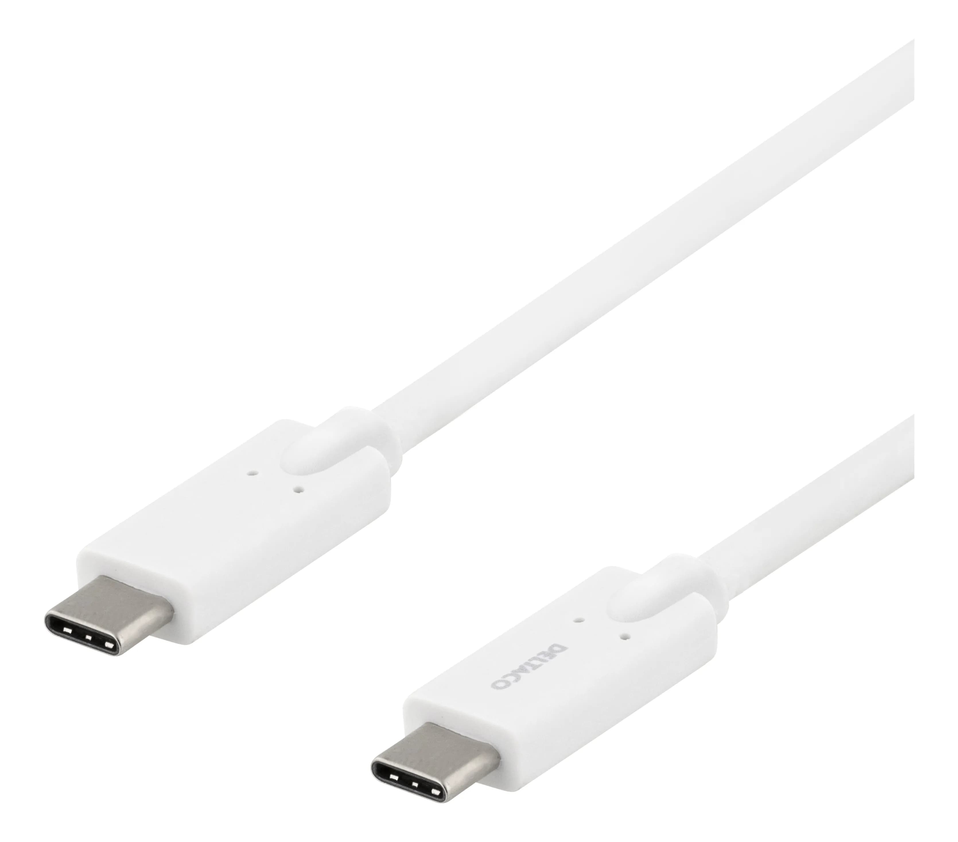 Deltaco USB-C -kaapeli, 100 W, 2 m, valkoinen