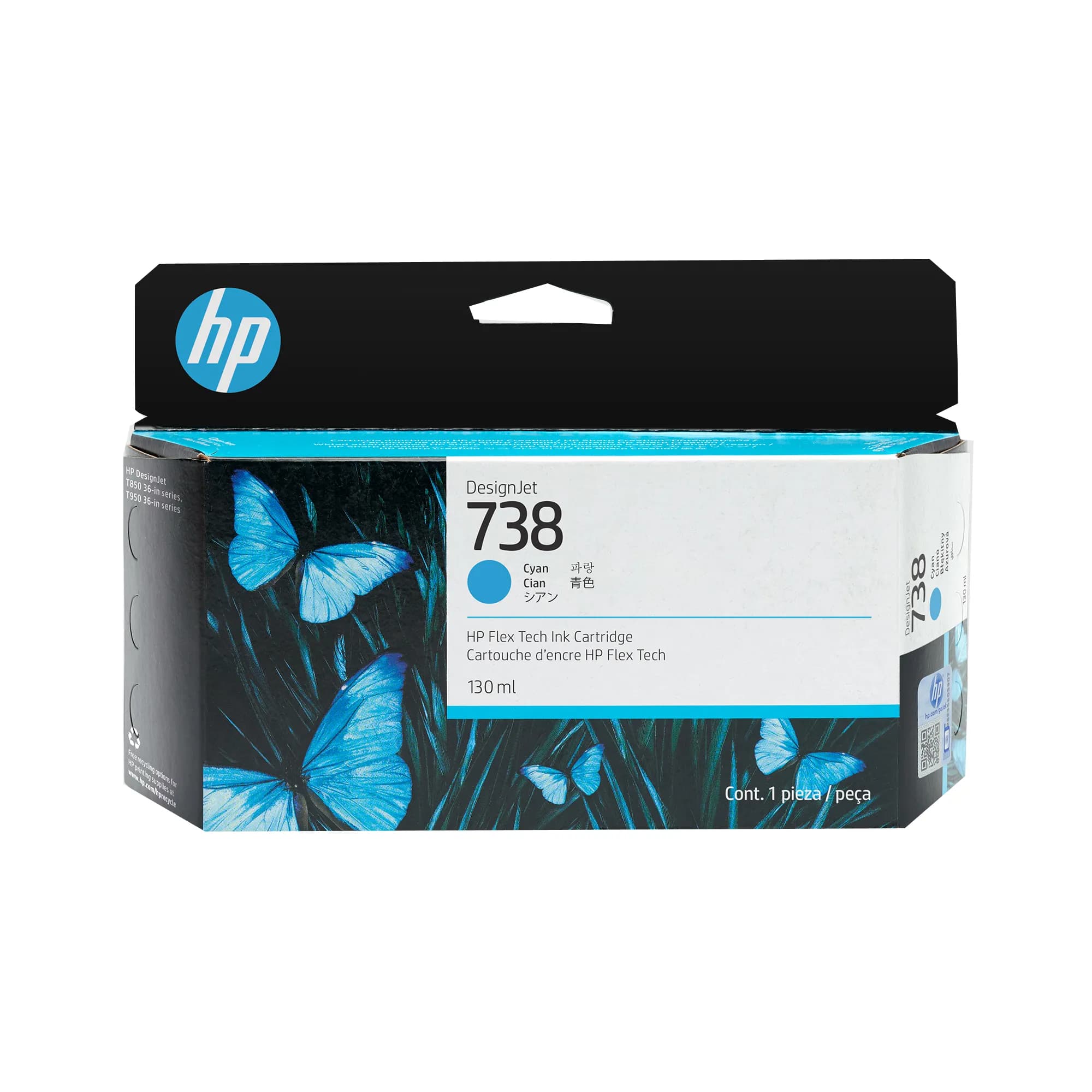 HP 738-mustekasetti, 130 ml, syaani