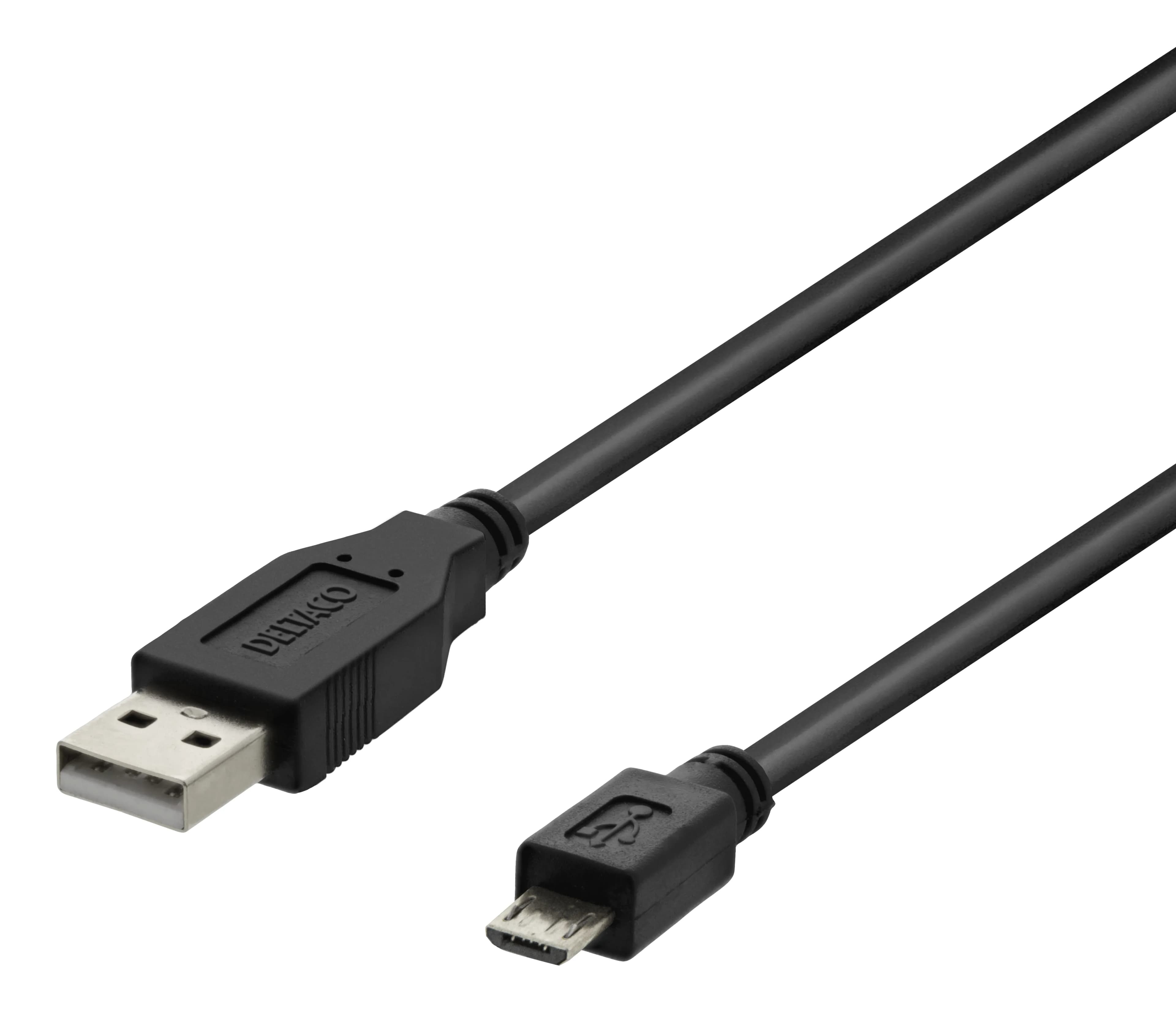 Deltaco MICRO-103 USB-A – Micro USB -kaapeli, 2 m, musta