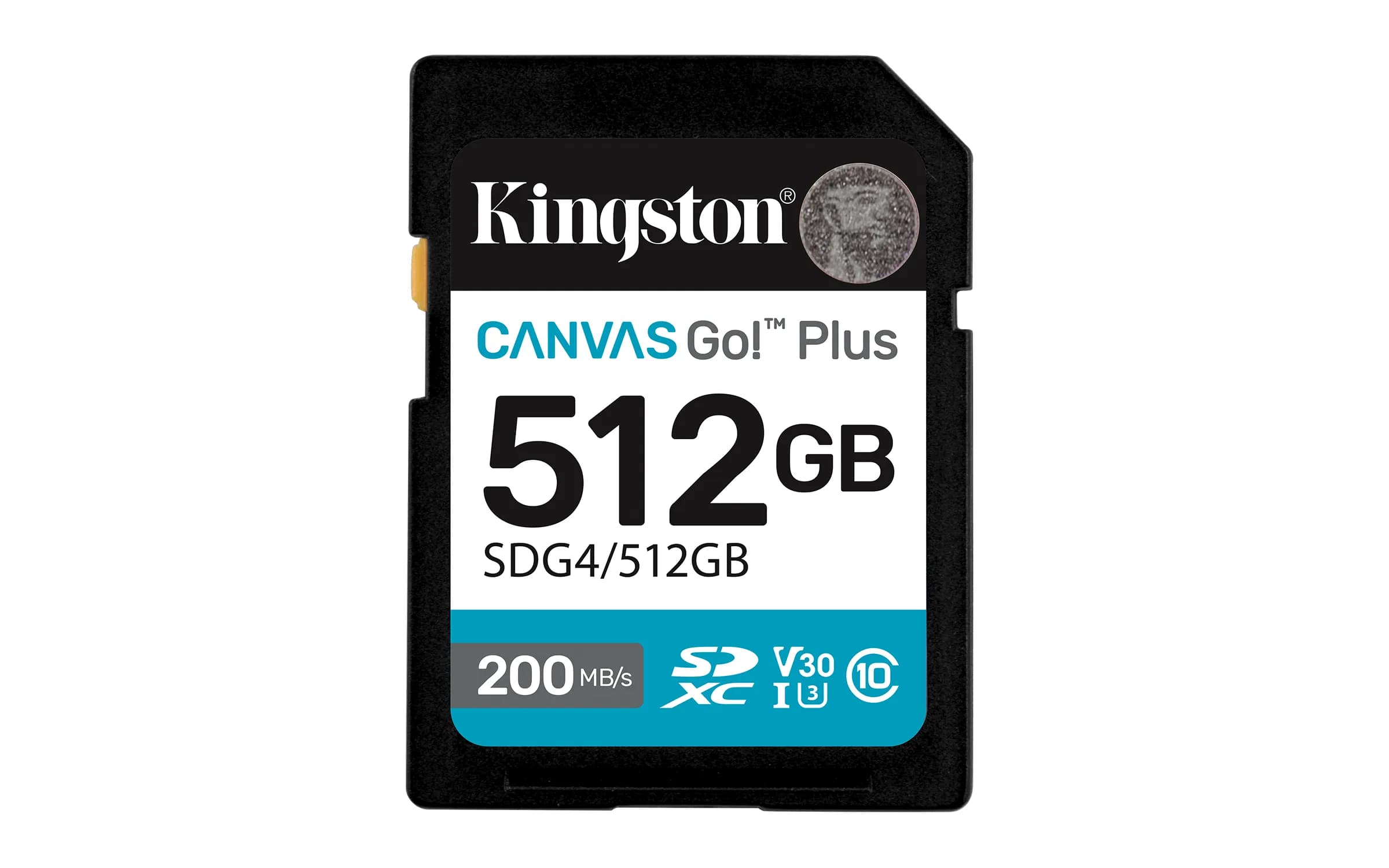 Kingston Canvas Go Plus G4 512 Gt SDXC UHS-I U3 V30 A1 -muistikortti + SD-adapteri, musta