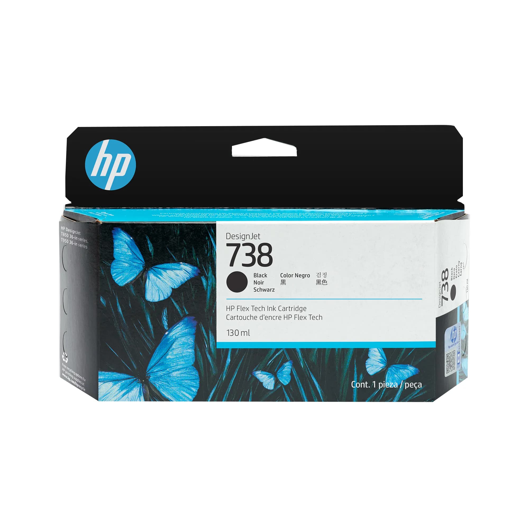 HP 738 -mustekasetti, 130 ml, musta
