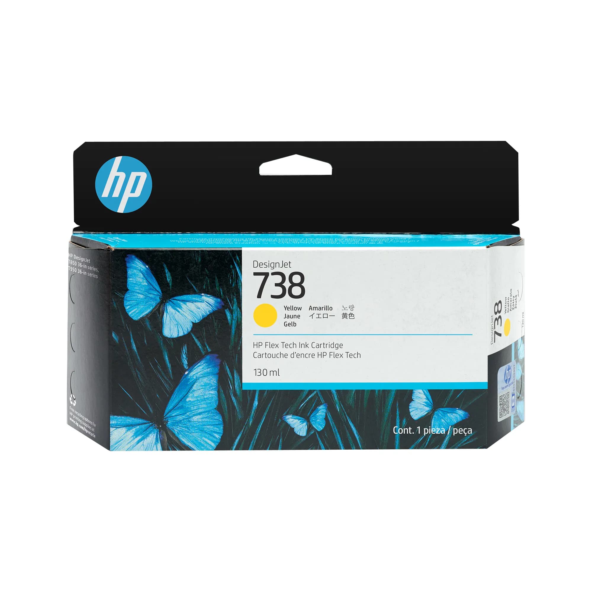 HP 738 -mustekasetti, 130 ml, keltainen