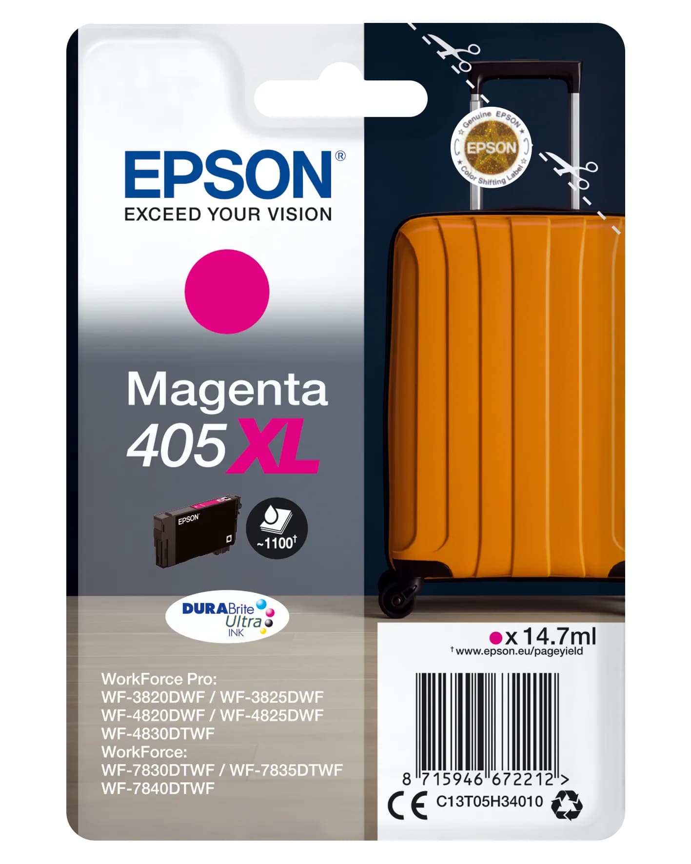 Epson 405XL-mustekasetti, 14,7 ml, magenta