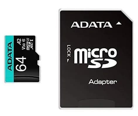A-DATA Premier Pro V30S 64 Gt MicroSDXC UHS-I U3 V30 A2 -muistikortti + SD-adapteri