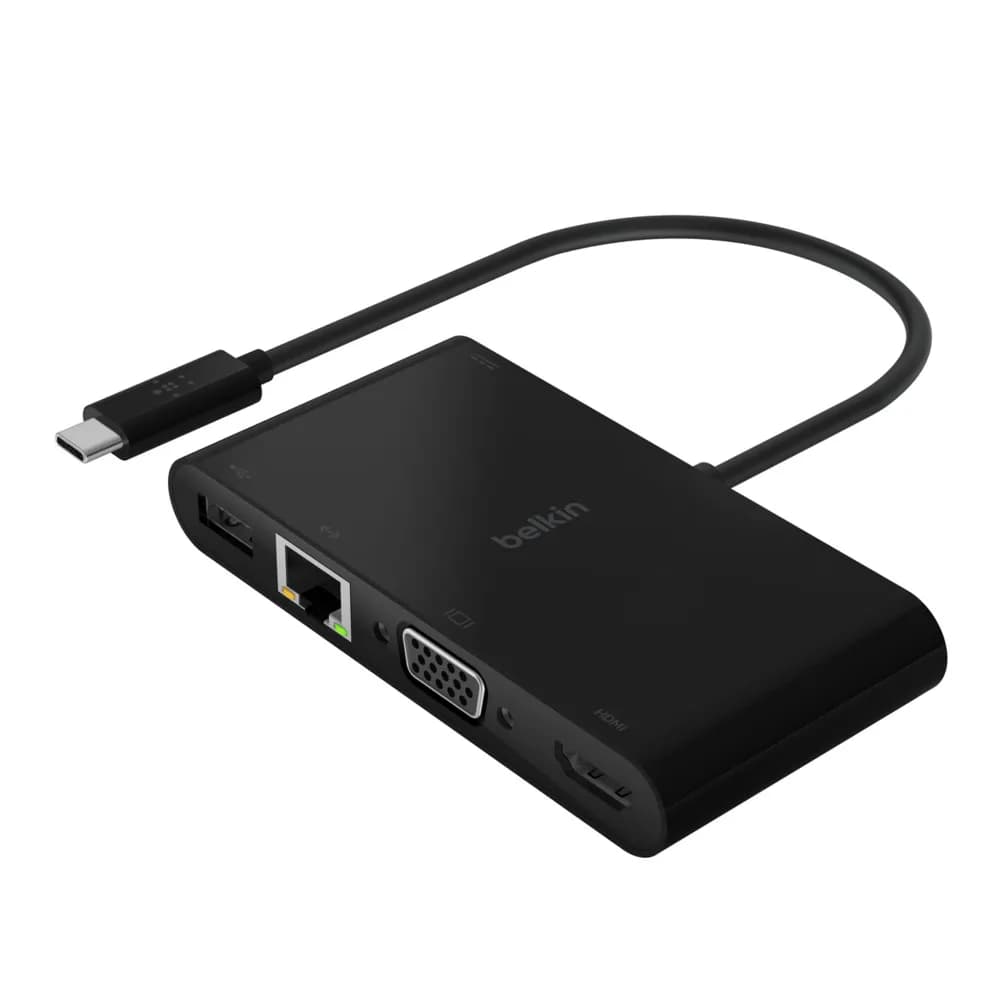 Belkin USB-C 5-in-1 Hub Plus 100W -adapteri, Musta