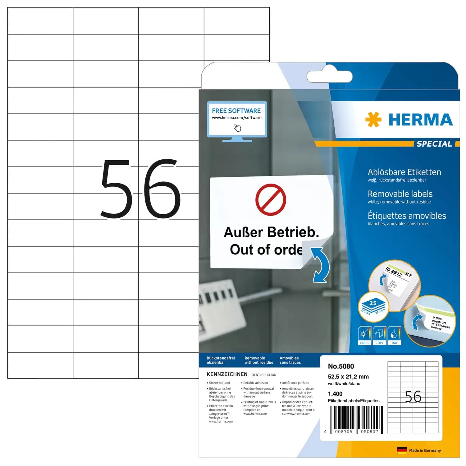 Herma label removable 52,5x21,2 (1400)