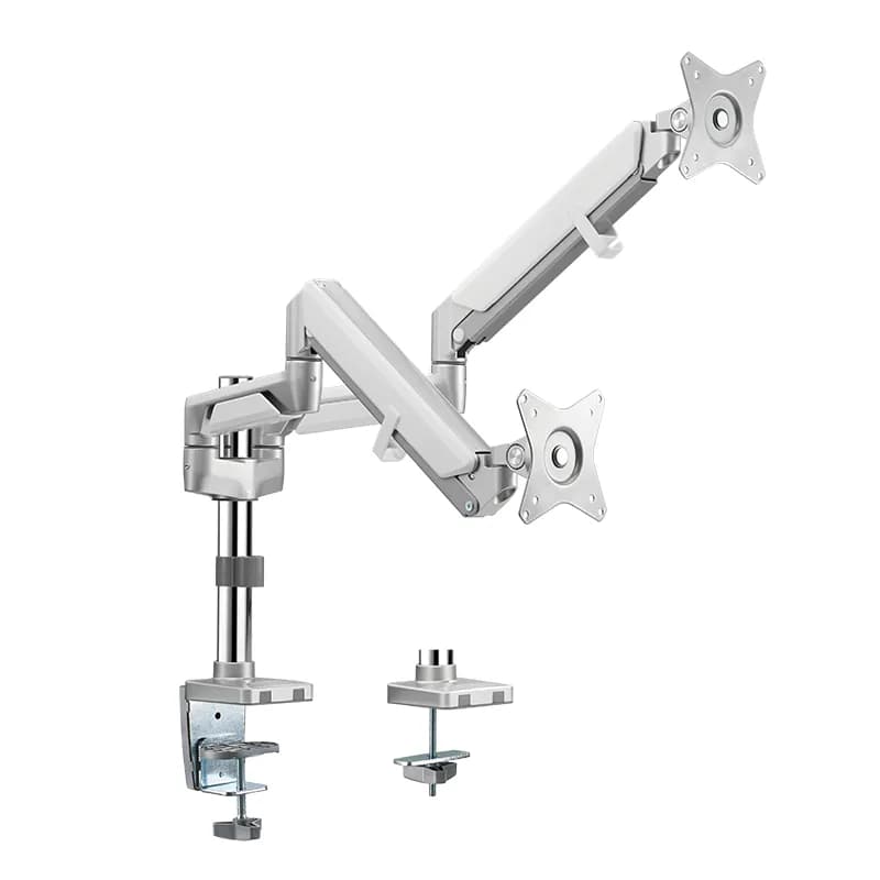 LogiLink BP0089 -pöytäteline kahdelle näytölle 17-32"", kaasujousella, 9 kg, hopea