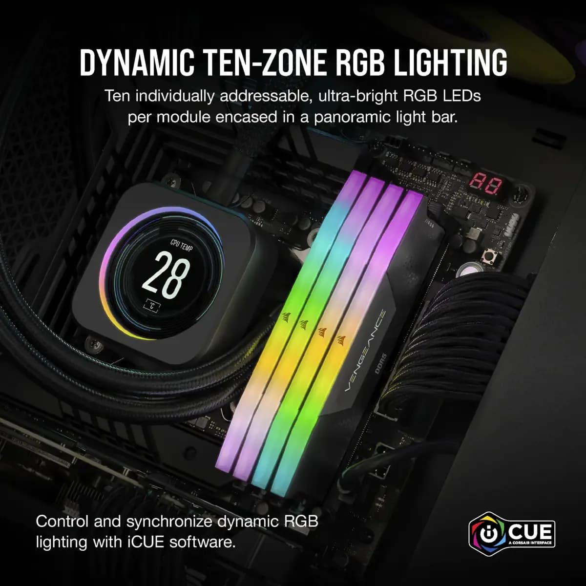 Corsair Vengeance RGB 64 Gt (2 x 32 Gt) DDR5 6000 MHz, CL40 -muisti (EXPO/XMP)