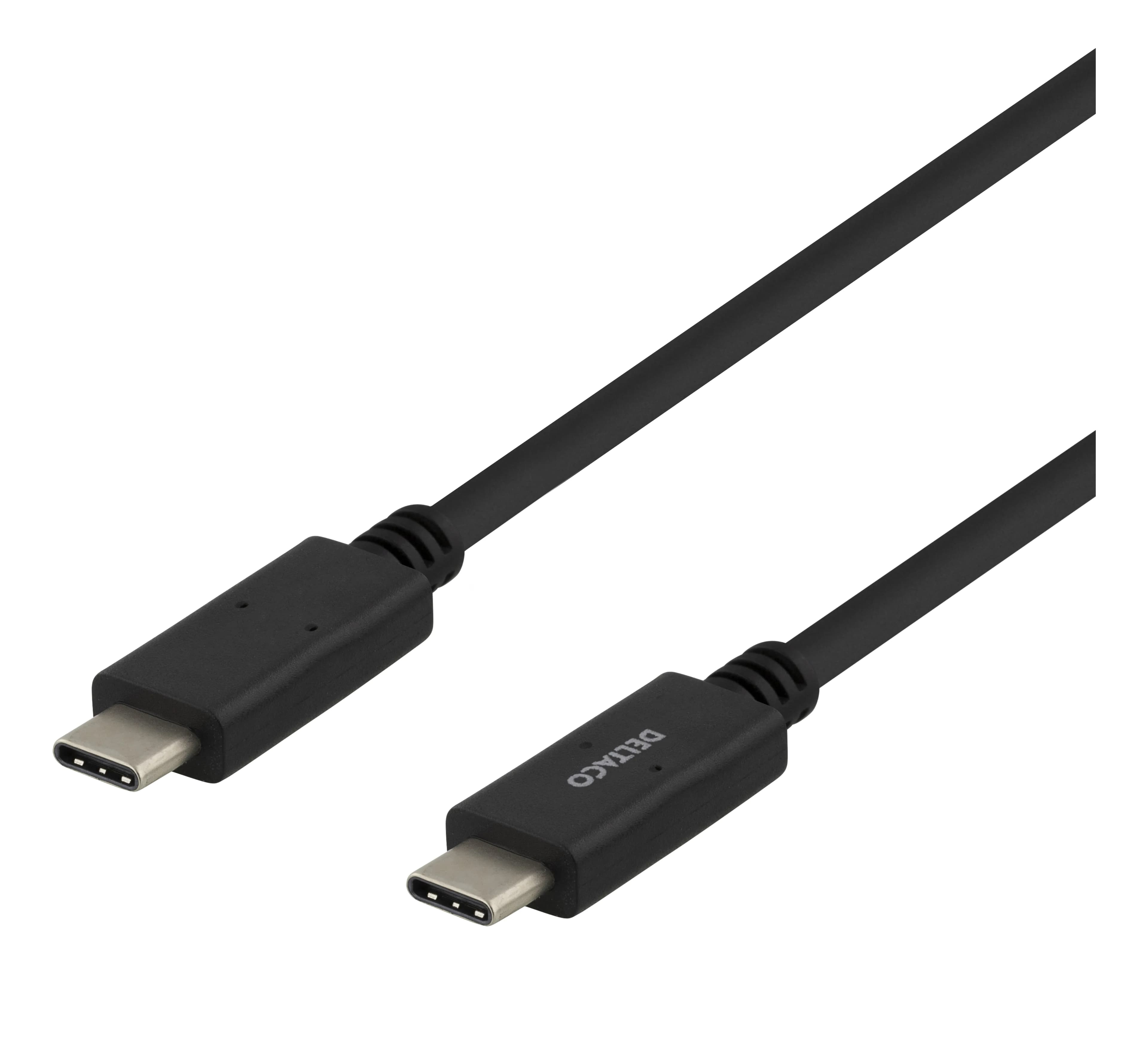 Deltaco USBC-2001M USB-C -kaapeli, 60 W, 1 m, musta
