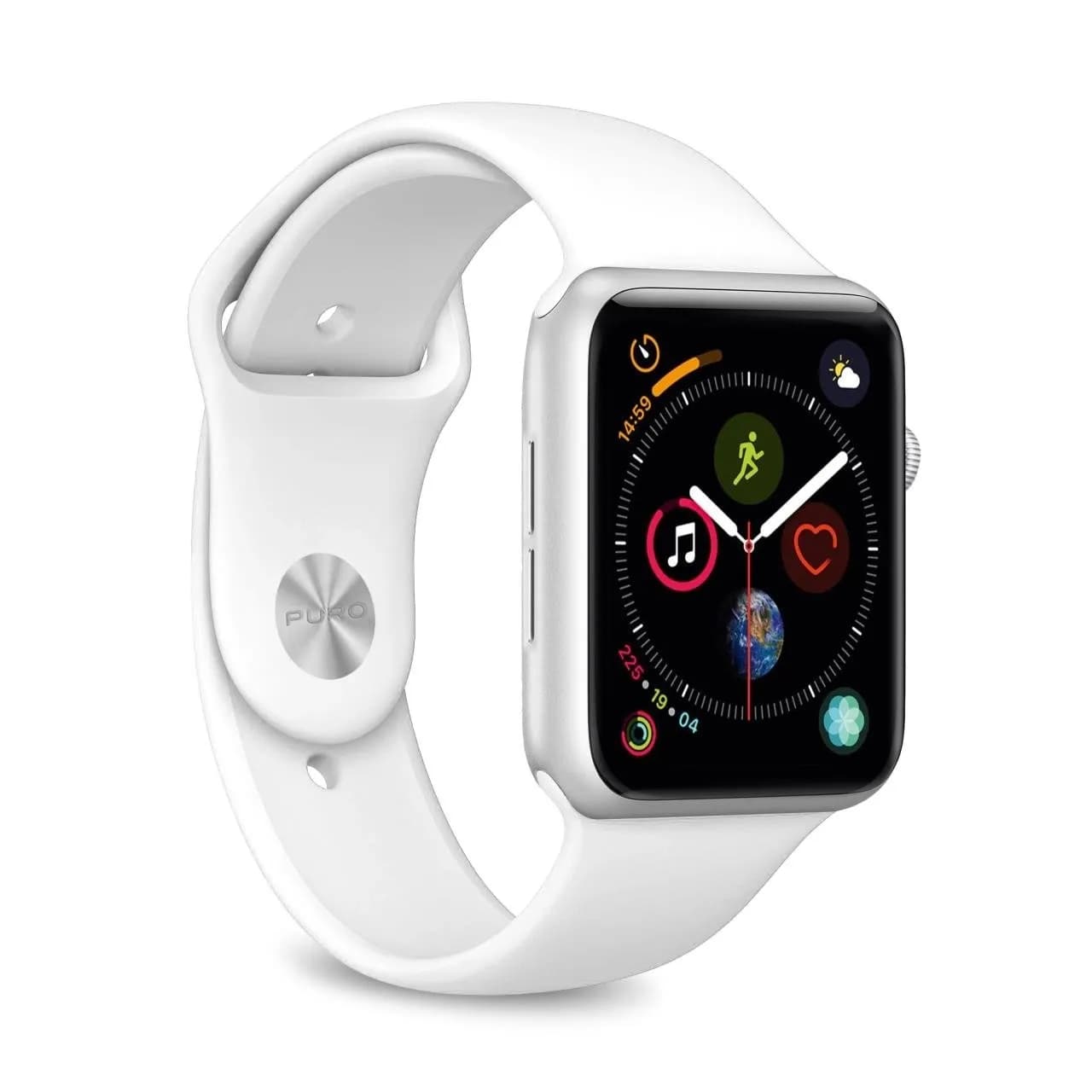 Puro Apple Watch -ranneke, 42-44mm, S/M & M/L, valkoinen