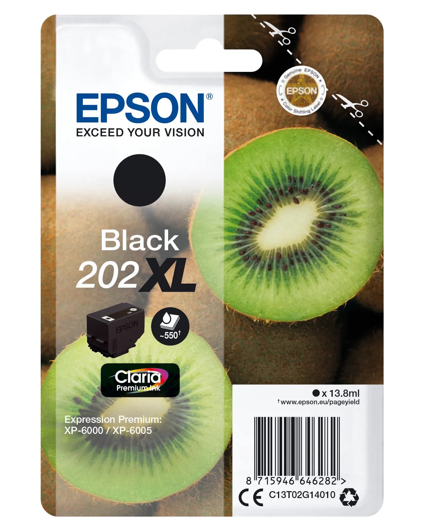 Epson 202XL -mustekasetti, 13.8 ml, musta
