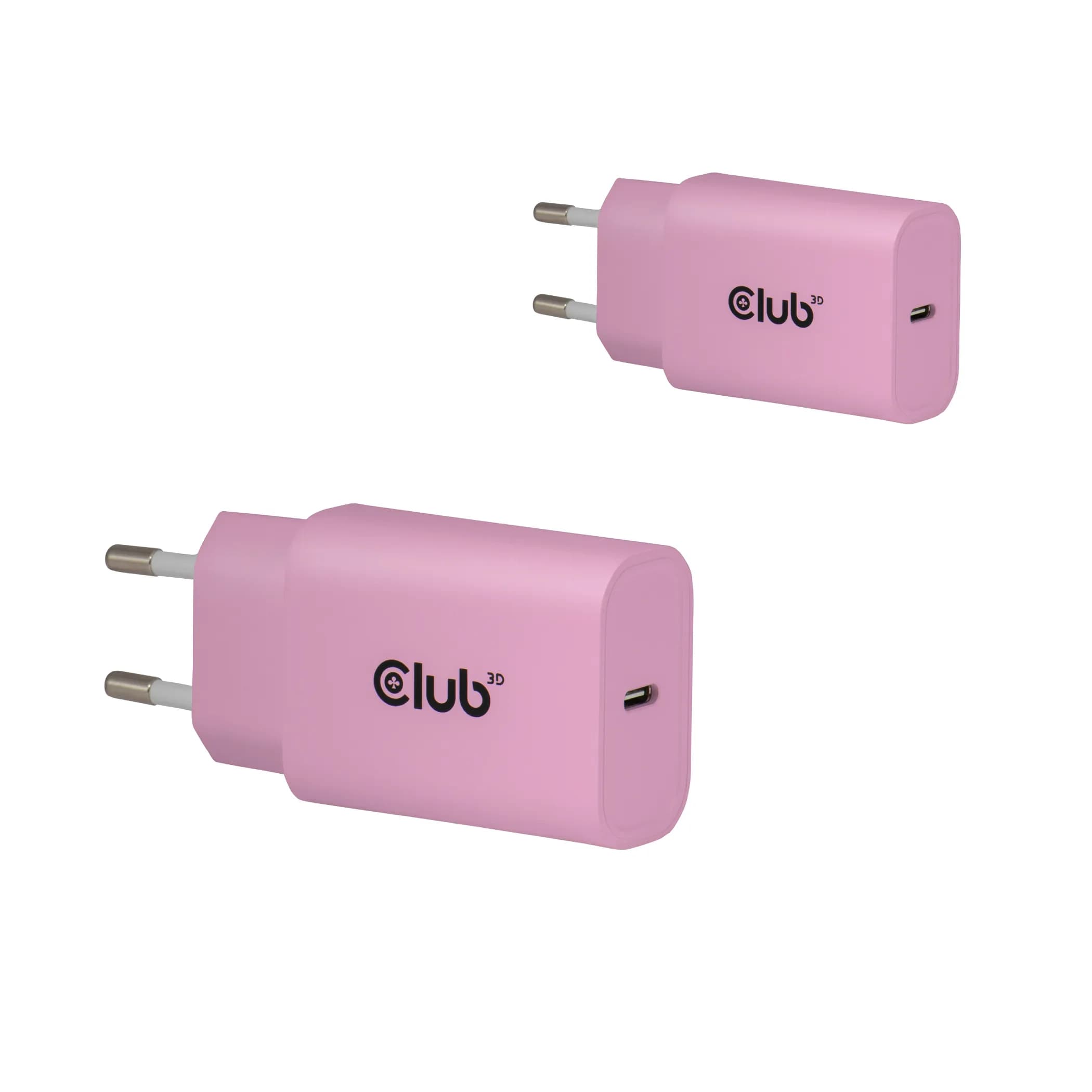 CLUB 3D 2-Pack USB-C Charger 30Watt Pink